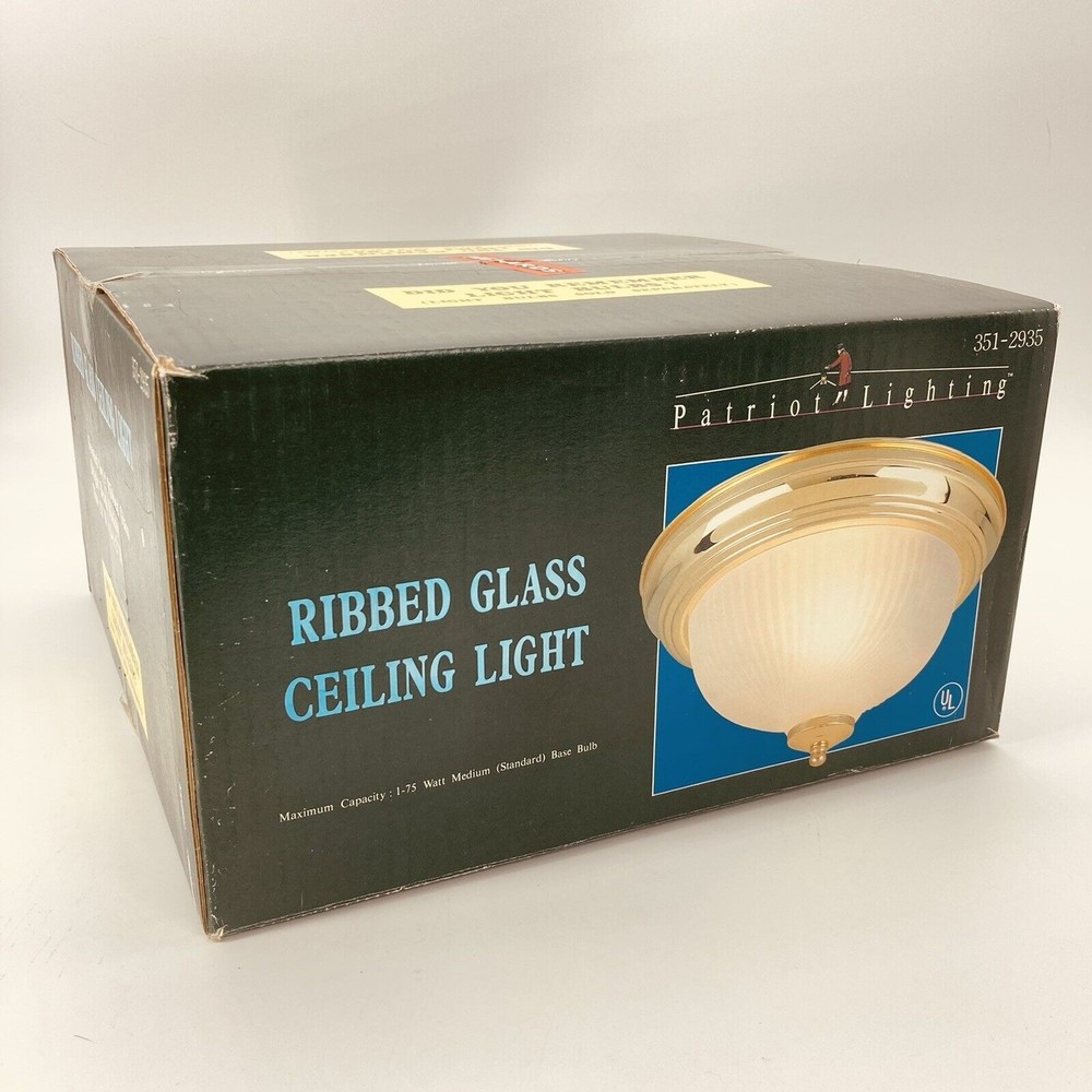 Patriot Lighting Swirl Ribbed Glass Ceiling Light Bright Brass Finish 351-2935